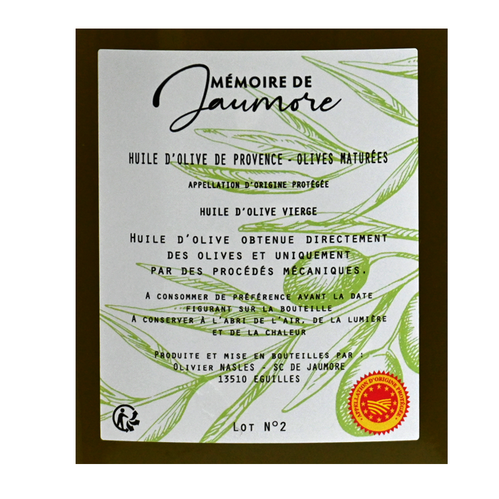 Memoire de jaumore-huile bio olives de Provence maturées-bio