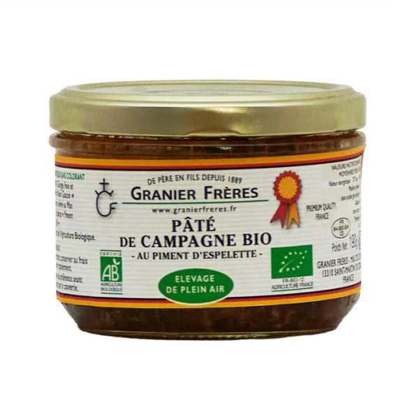Pâté de campagne Au Piment d'Espelette - Bio - 190 gr